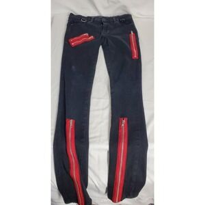 ht denim stinger men's  black jeans with zipper accents. 28W32L super skinny Y2K